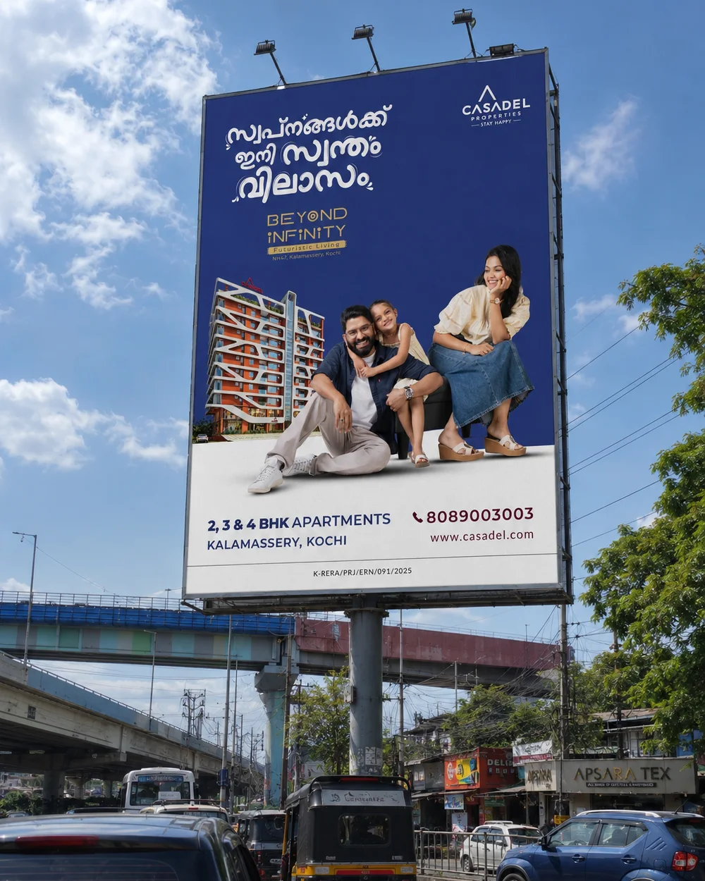 Casadel Beyond Infinity hoarding on a Kochi street